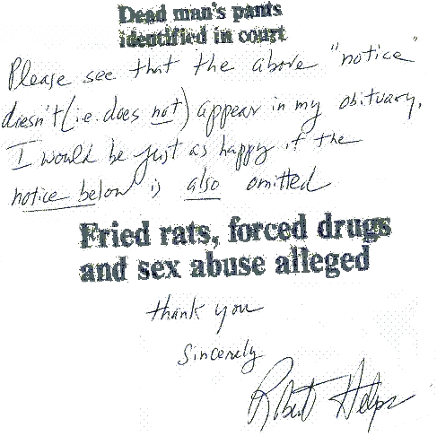 Robert Helps’ joke about his obituary